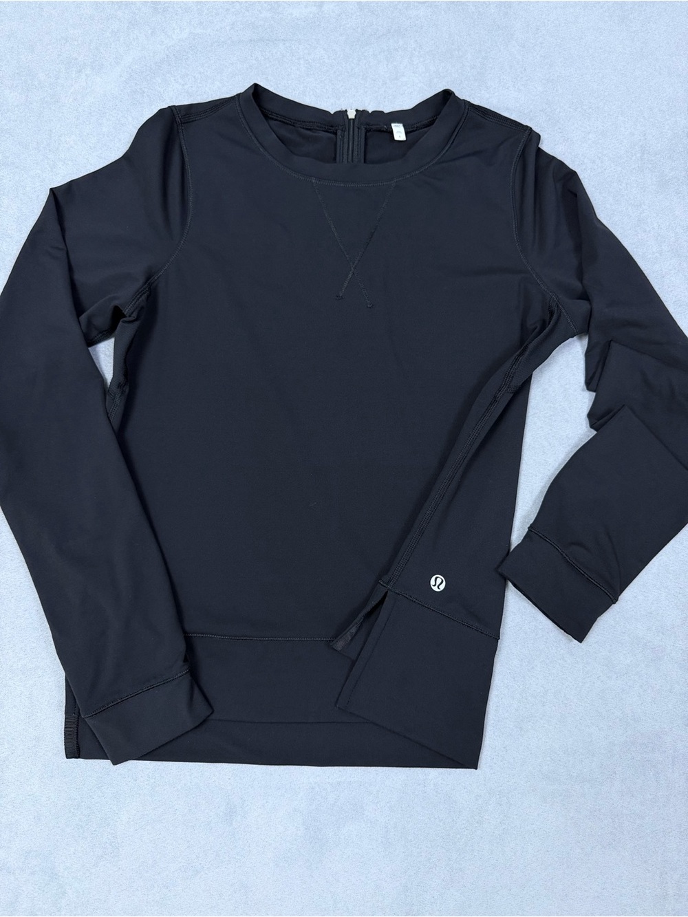 Lululemon Black Long Sleeve Crew Neck Back Zip Running Top